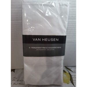Van Heusen Handkerchiefs Mens White Permanent Press 6 Pack Vintage NOS NWT‎